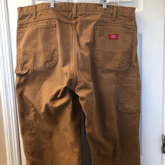 Dickies Mens Tan/Brown Carpenter Cargo Utility Work Pants Zip Closure No Tag W42 - Picture 7 of 13